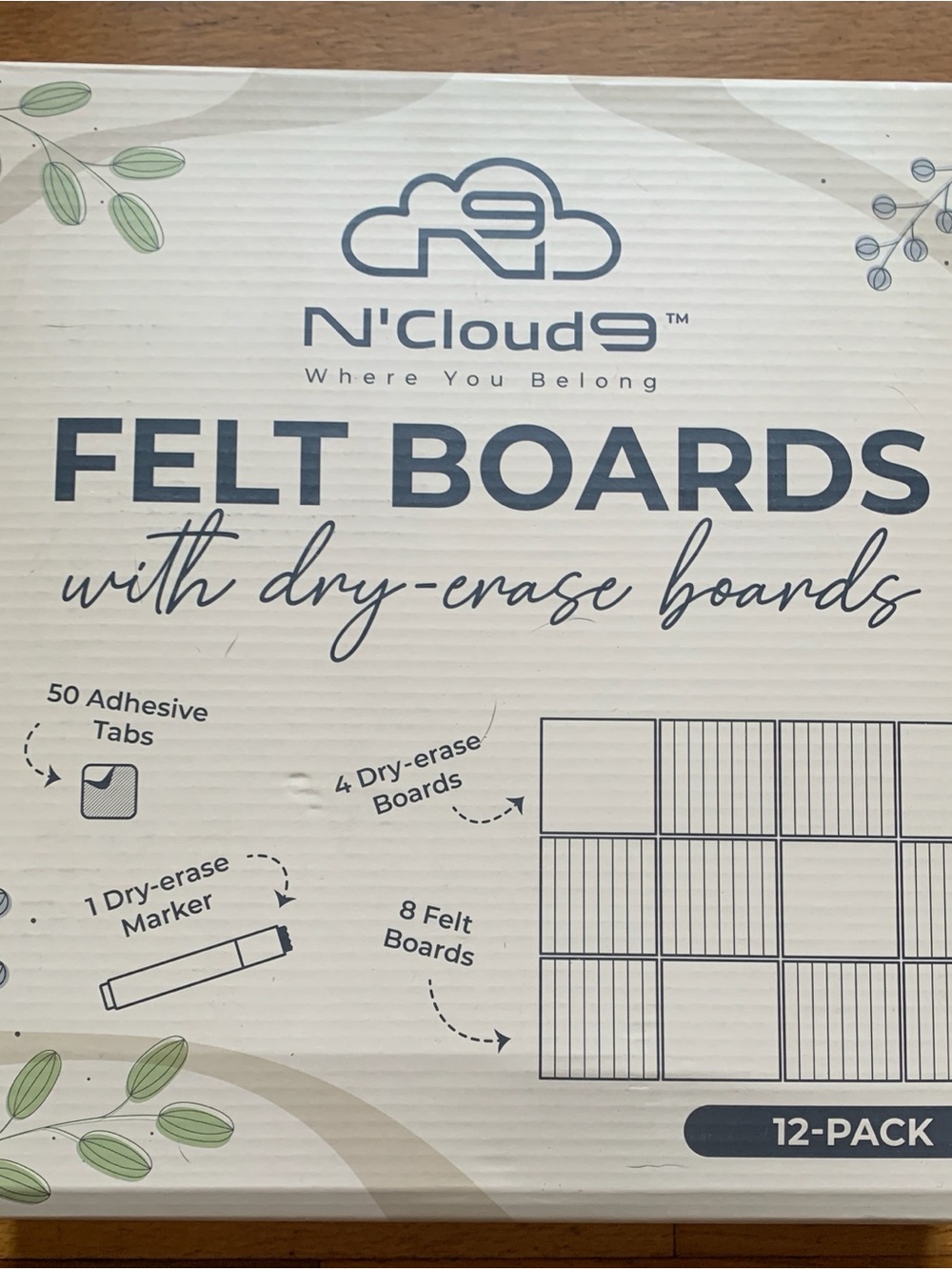 N’ Cloud Combo Felt Boards and Dry-Erase Boards 12 pack organization office